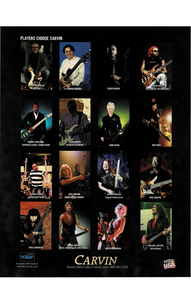 CARVIN GUITARS - MCDONALD / BRUNEL / VOGT / BRINKMAN / BUNCH - 2010 Print Ad