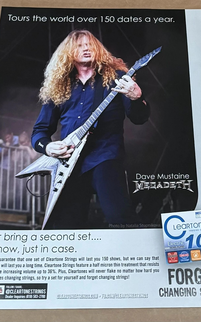 Dave Mustaine of Megadeth - Cleartone Strings - 2016 Print Advertisement