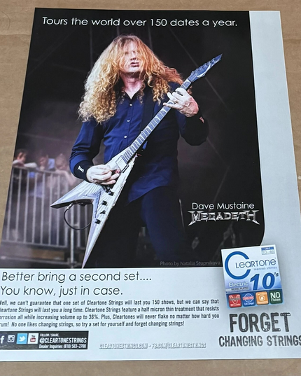Dave Mustaine of Megadeth - Cleartone Strings - 2016 Print Advertisement