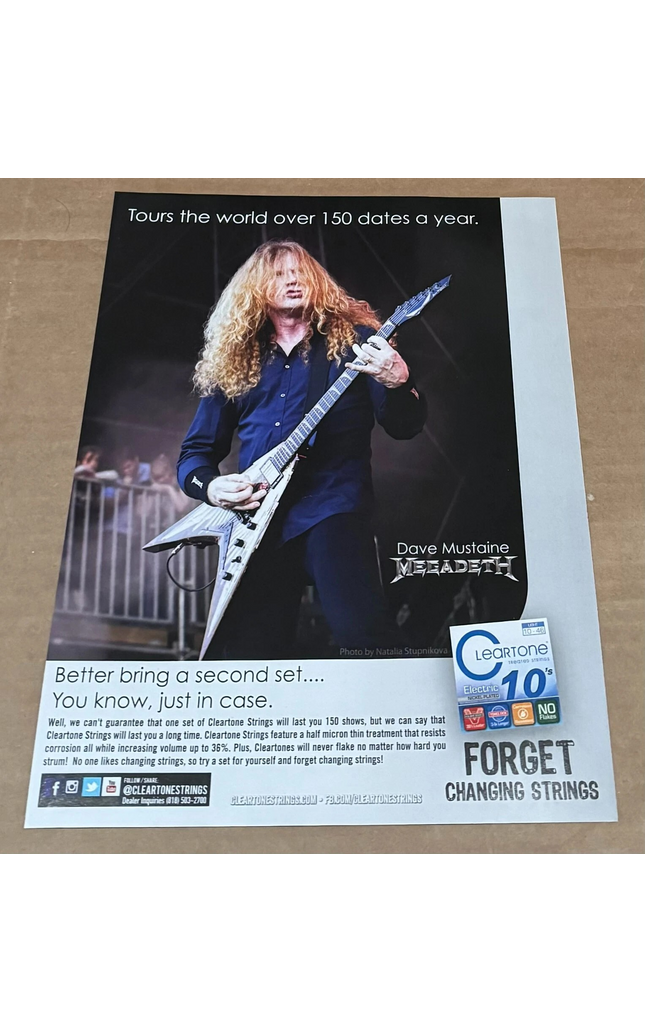 Dave Mustaine of Megadeth - Cleartone Strings - 2016 Print Advertisement