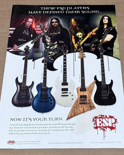 ESP GUITARS - ALEXI LAIHO / WILL ADLER / MICHAEL WILTON / GUS G - 2007 Print Ad