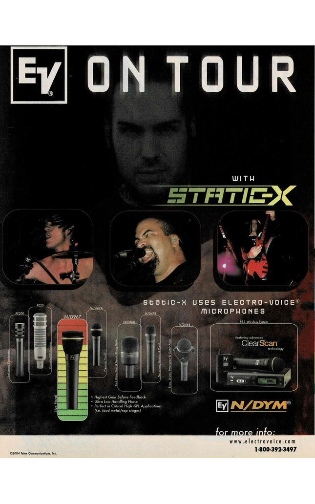 STATIC-X - Electro-Voice EV Mics - 2005 Print Advertisement