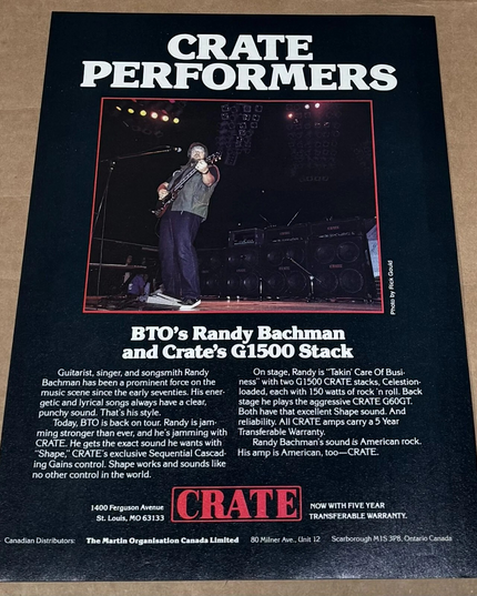 CRATE AMPS - Steve Plunkett & Steve Lynch of Autograph - 1986 Print Ad
