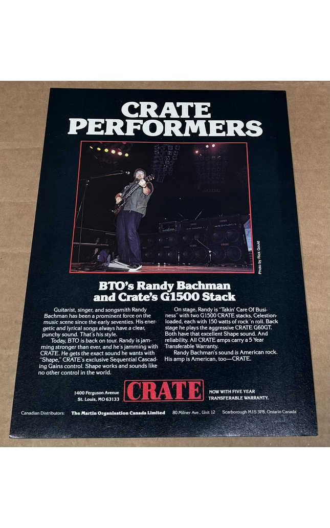 CRATE AMPS - Steve Plunkett & Steve Lynch of Autograph - 1986 Print Ad