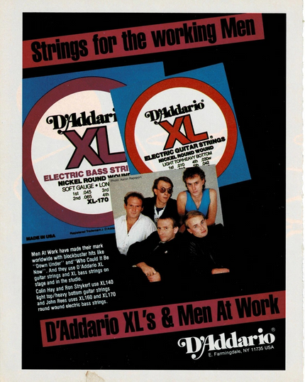 D'Addario Strings - MEN AT WORK - Print Advertisement