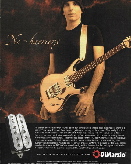 DiMarzio Pickups - JOE SATRIANI - 2005 Print Advertisement