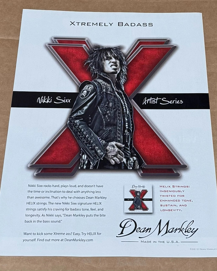 Nikki Sixx of Motley Crue - Dean Markley - 2012 Print Advertisement