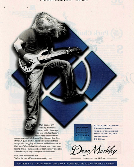 Matt DeVries of Fear Factory - Dean Markley Strings - 2012 Print Ad