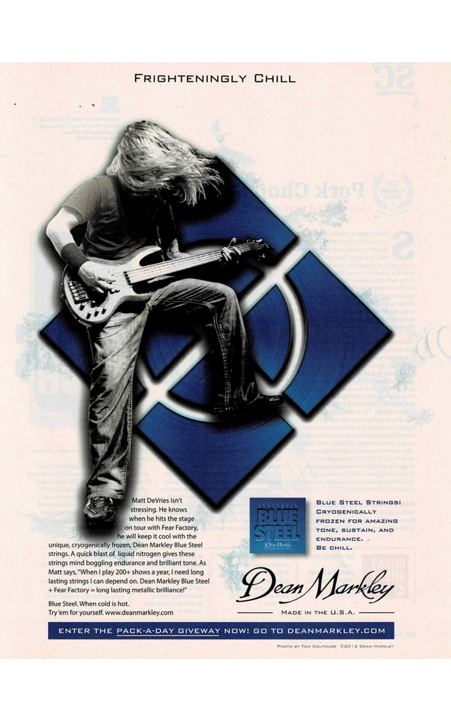 Matt DeVries of Fear Factory - Dean Markley Strings - 2012 Print Ad