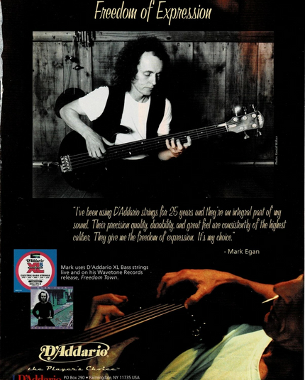 D'Addario Strings - MARK EGAN - 2001 Print Advertisement