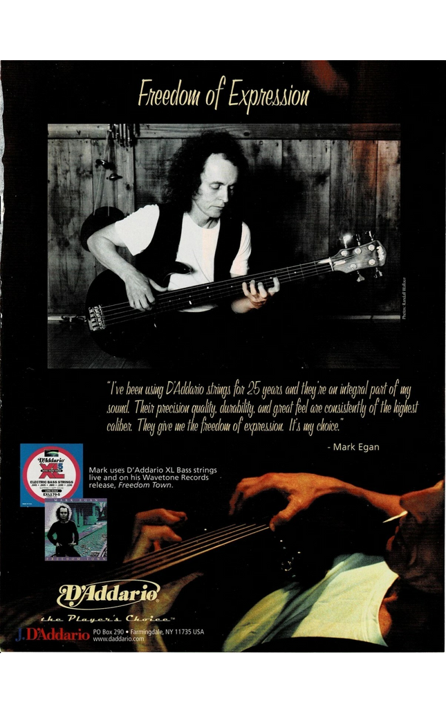 D'Addario Strings - MARK EGAN - 2001 Print Advertisement