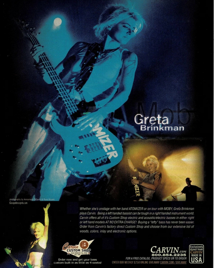 CARVIN GUITARS - GRETA BRINKMAN OF ATOMIZER L7 - 2003 Print Advertisement