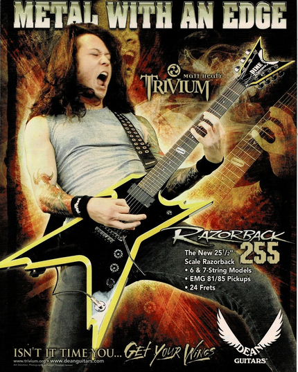 DEAN GUITARS - RAZORBACK 255 - MATT HEAFY of TRIVIUM - 2007 Print Ad