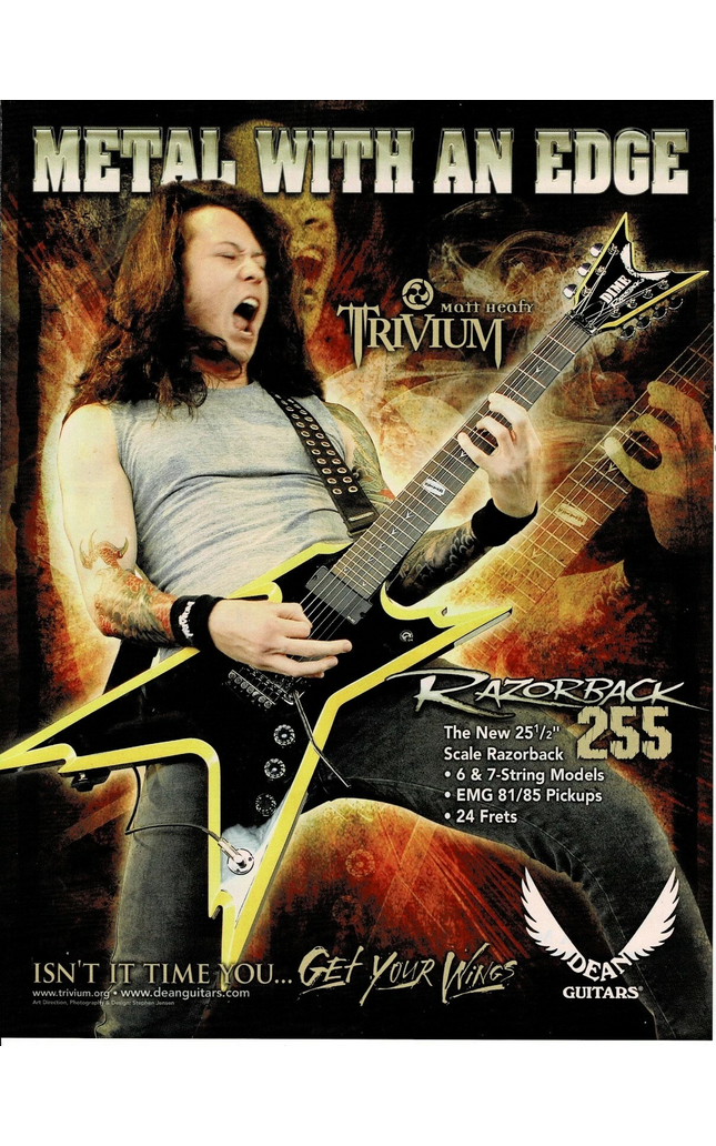 DEAN GUITARS - RAZORBACK 255 - MATT HEAFY of TRIVIUM - 2007 Print Ad