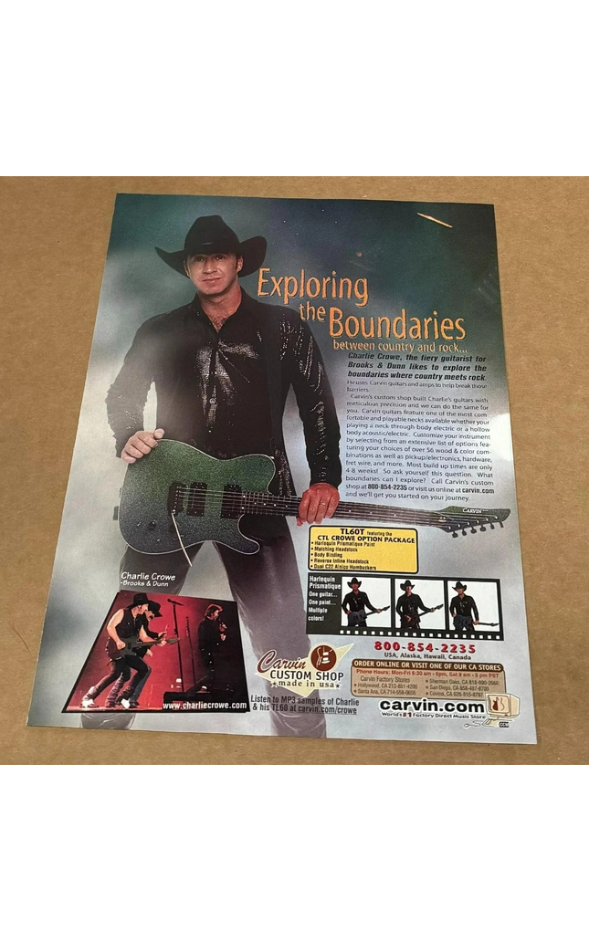 CARVIN GUITARS - CHARLIE CROWE of BROOKS & DUNN - 2001 Print Advertisement
