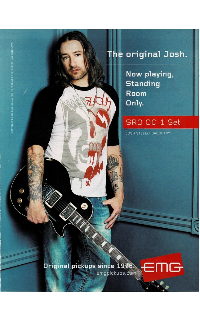 EMG PICKUPS - JOSH STEELY of DAUGHTRY - 2010 Print Advertisement