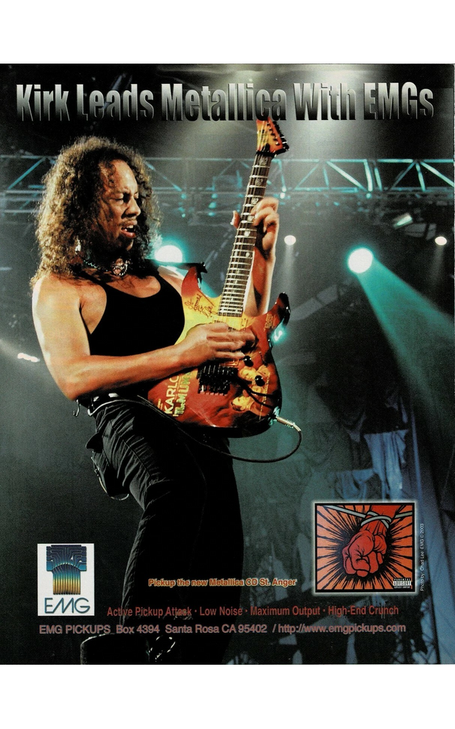 KIRK HAMMETT of METALLICA - EMG PICKUPS - 2003 Print Advertisement