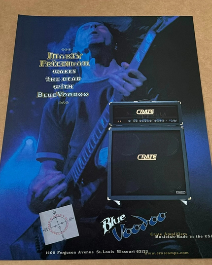 MARTY FRIEDMAN of MEGADETH - CRATE AMPS - BLUE VOODOO - 1998 Print Advertisement