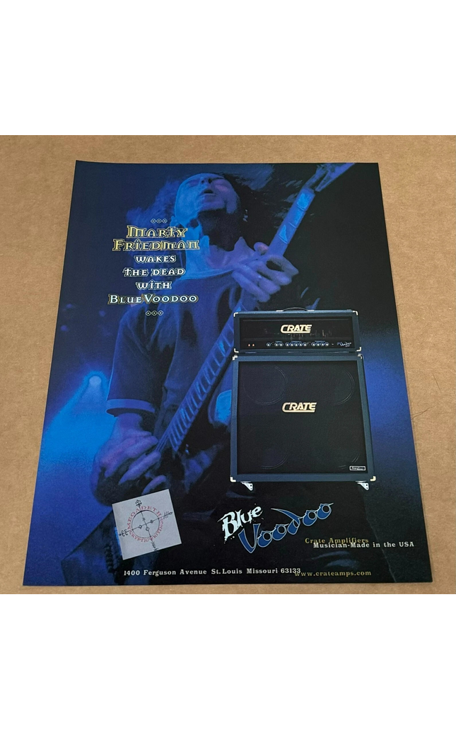 MARTY FRIEDMAN of MEGADETH - CRATE AMPS - BLUE VOODOO - 1998 Print Advertisement