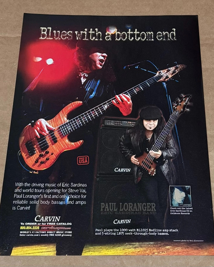 CARVIN GUITARS - PAUL LORANGER OF ERIC SARDINAS BAND - 2002 Print Ad
