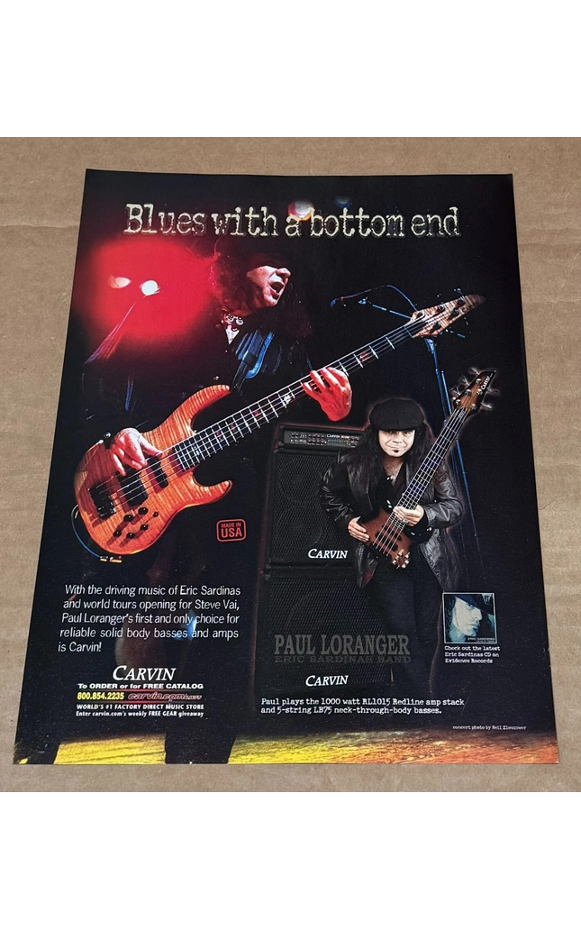 CARVIN GUITARS - PAUL LORANGER OF ERIC SARDINAS BAND - 2002 Print Ad