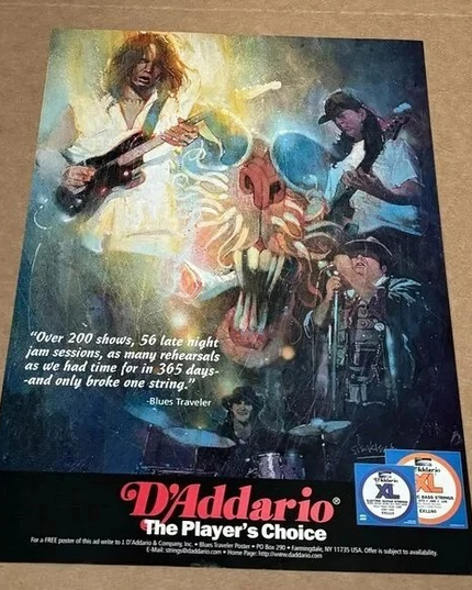 D'Addario Strings - BLUES TRAVELER - 1996 Print Ad