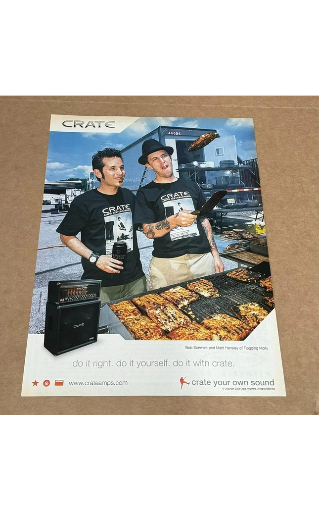 FLOGGING MOLLY - SCHMIDT & HENSLEY - CRATE AMPS - 2003 Print Advertisement