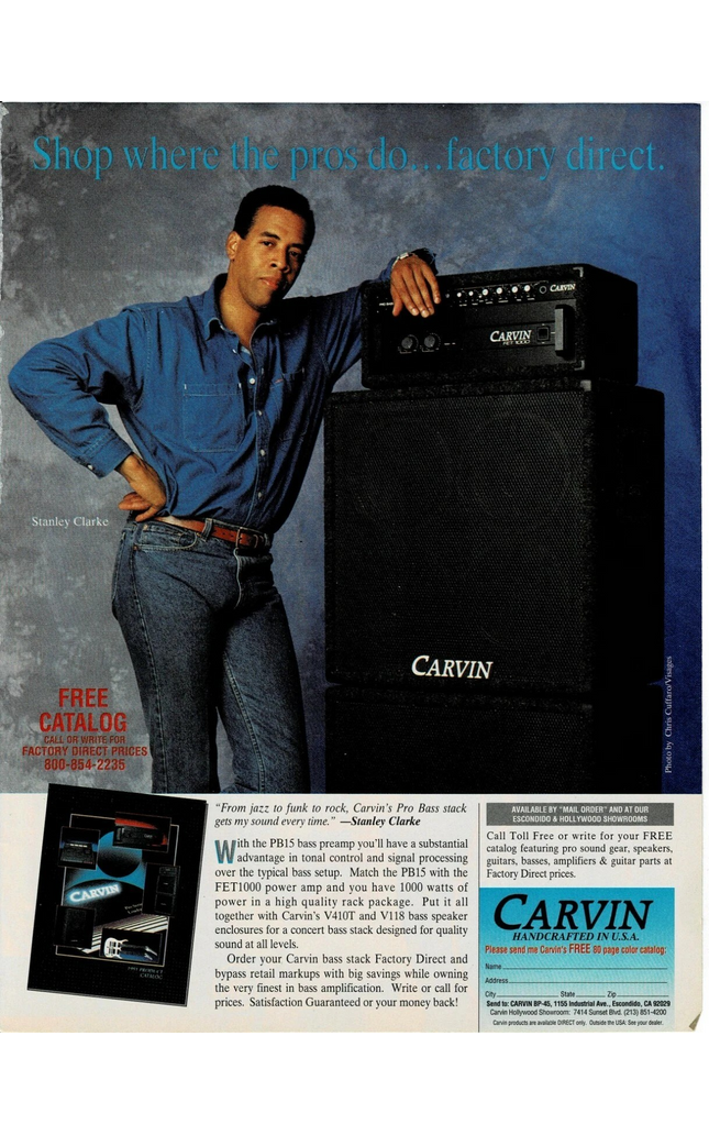 CARVIN AMPS - STANLEY CLARKE - 1991 Print Advertisement