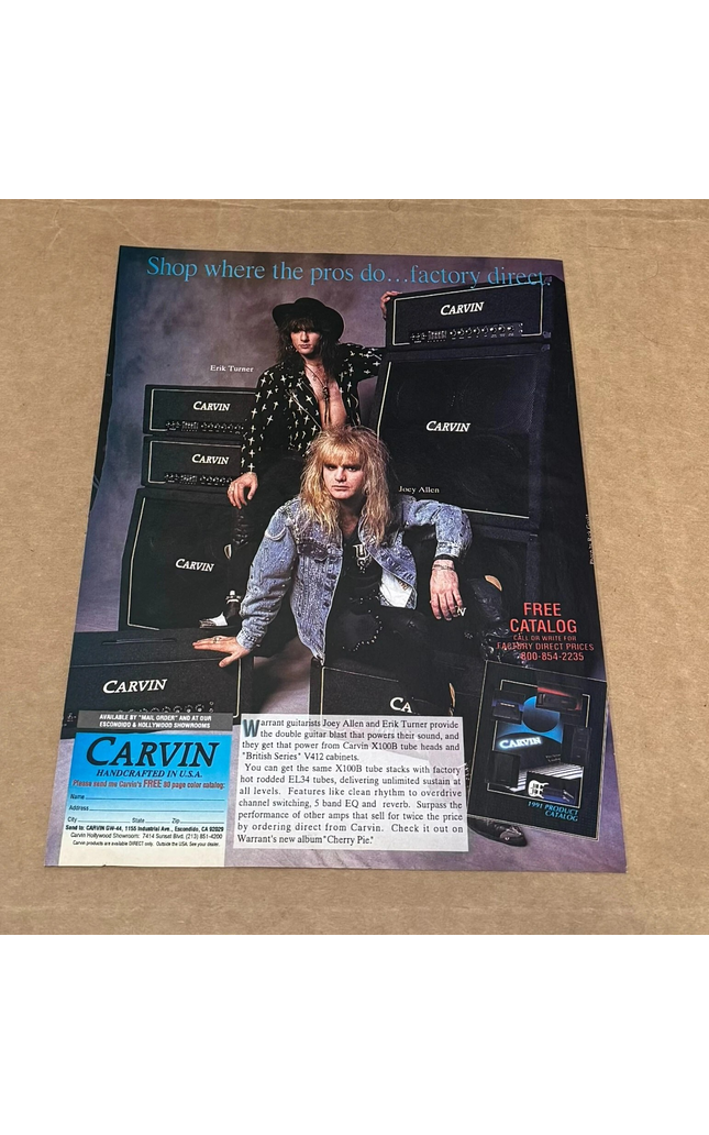 CARVIN AMPS - ERIK TURNER & JOEY ALLEN OF WARRANT - 1991 Print Ad