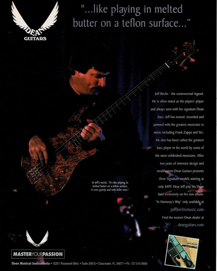 DEAN GUITARS - JEFF BERLIN - 2001 Print Advertisement