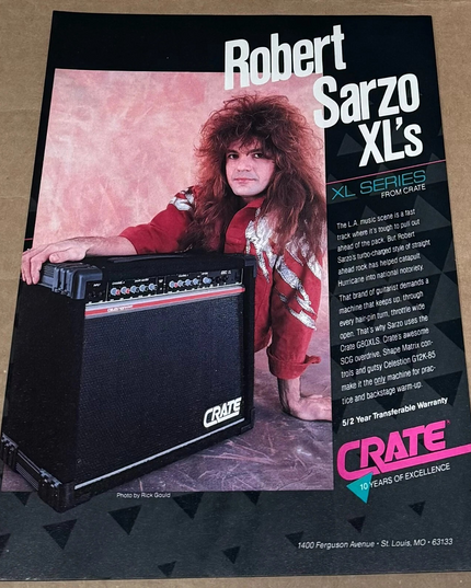 ROBERT SARZO - CRATE AMPS - 1989 Print Advertisement