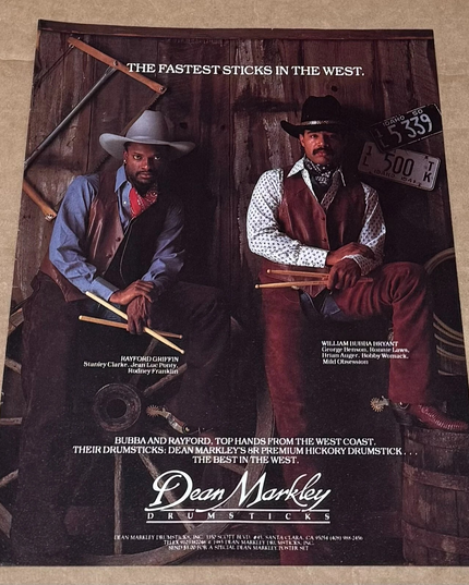 Rayford Griffin & William B Bryant - Dean Markley Drumsticks - 1986 Print Ad