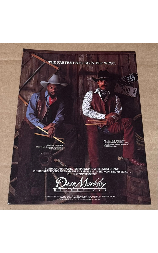 Rayford Griffin & William B Bryant - Dean Markley Drumsticks - 1986 Print Ad