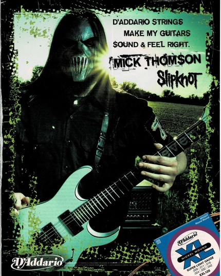 D'Addario Strings - MICK THOMSON of SLIPKNOT - 2012 Print Advertisement