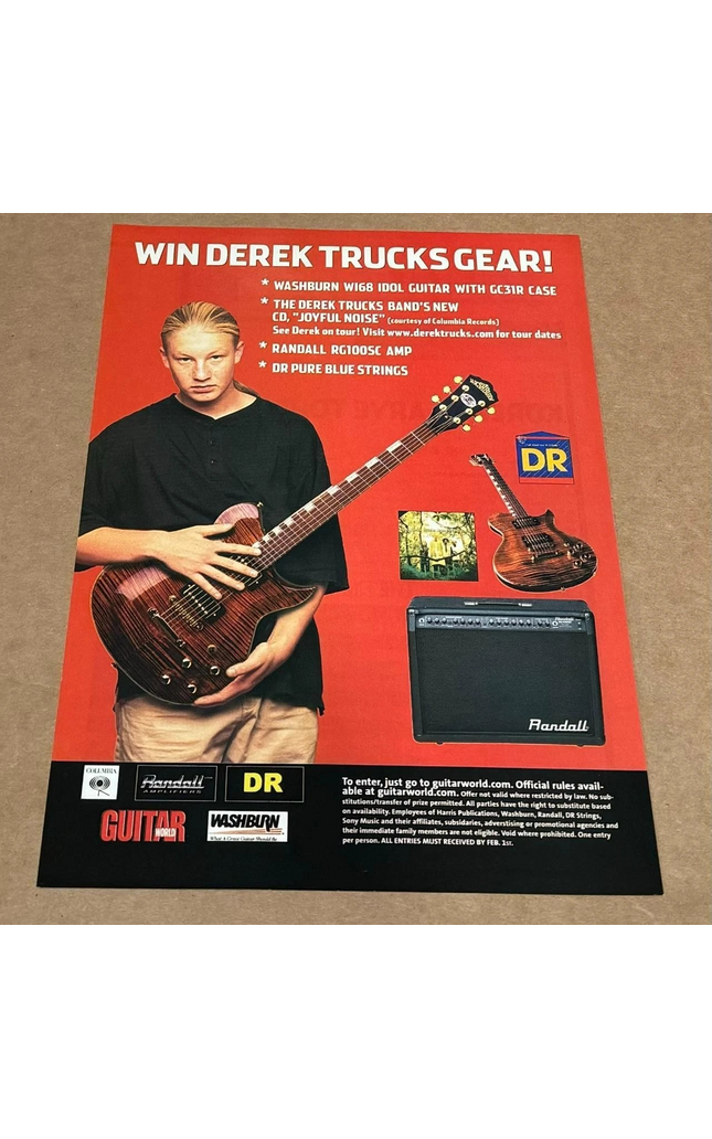 DR Strings / Randall / Washburn - DEREK TRUCKS - 2003 Print Promo Ad
