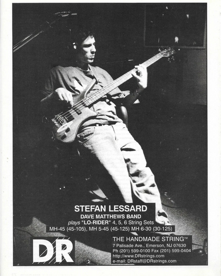 DR Strings - STEFAN LESSARD of DAVE MATTHEWS BAND - 1998 Print Advertisement