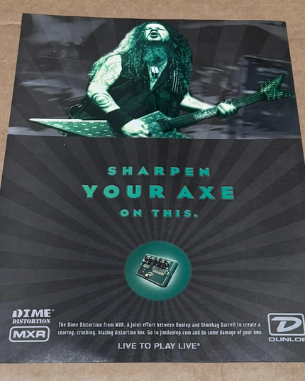DIMEBAG DARRELL of PANTERA /DAMAGEPLAN - Dunlop Dime Distortion - 2004 Print Ad