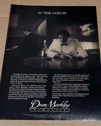 Ricky Lawson - Dean Markley Drumsticks - 1984 Print Advertisement