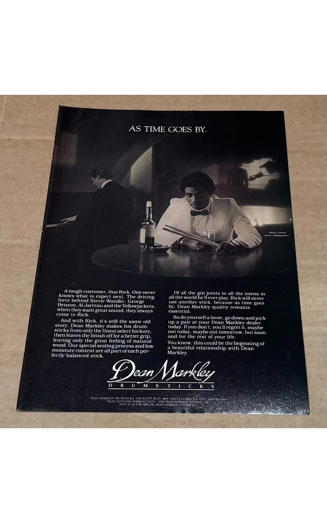 Ricky Lawson - Dean Markley Drumsticks - 1984 Print Advertisement