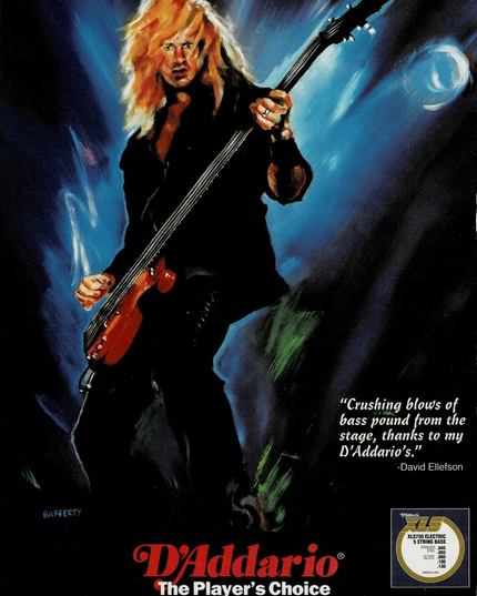 D'Addario Strings - DAVE ELLEFSON of MEGADETH - 1996 Print Ad
