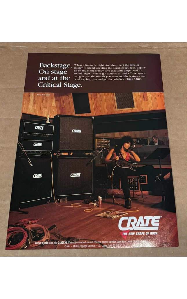 CRATE AMPS - Steve Lynch of Autograph - 1990 Print Advertisement