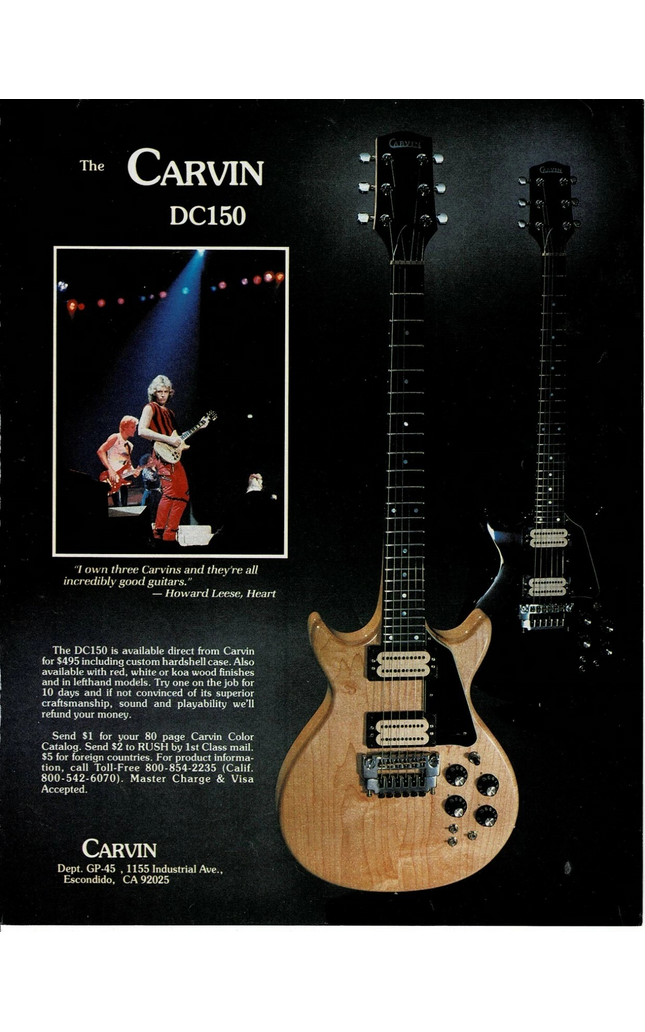 CARVIN GUITARS - HOWARD LEESE of HEART - 1983 Print Advertisement