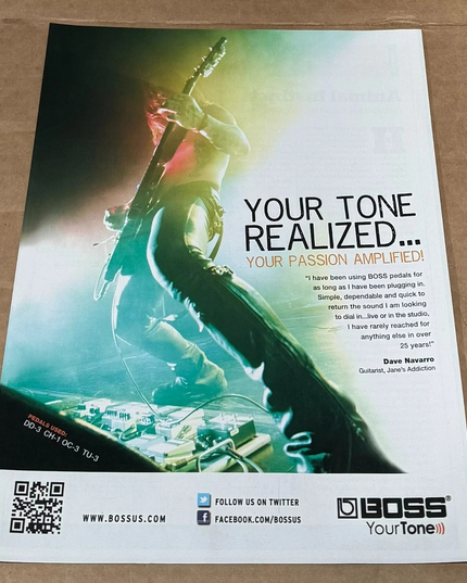 BOSS PEDALS - DAVE NAVARRO of JANE'S ADDICTION - 2012 Print Ad