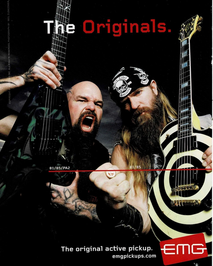 KERRY KING & ZAKK WYLDE of BLACK LABEL SOCIETY - EMG PICKUPS - 2009 Print Ad