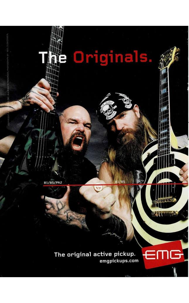 KERRY KING & ZAKK WYLDE of BLACK LABEL SOCIETY - EMG PICKUPS - 2009 Print Ad