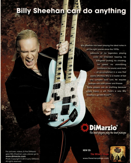 DiMarzio Pickups - BILLY SHEEHAN - 2014 Print Advertisement