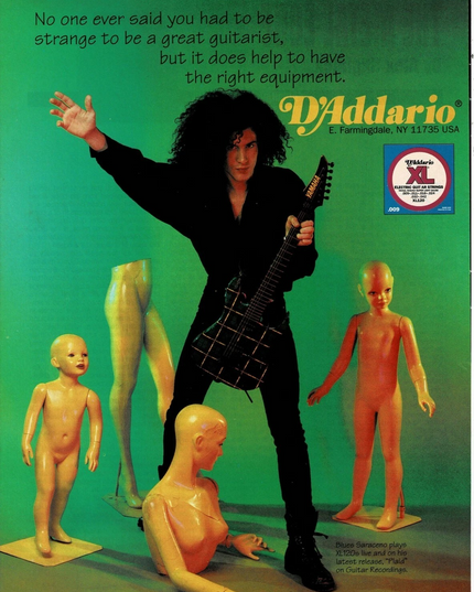 D'Addario Strings - BLUES SARACENO - 1992 Print Advertisement