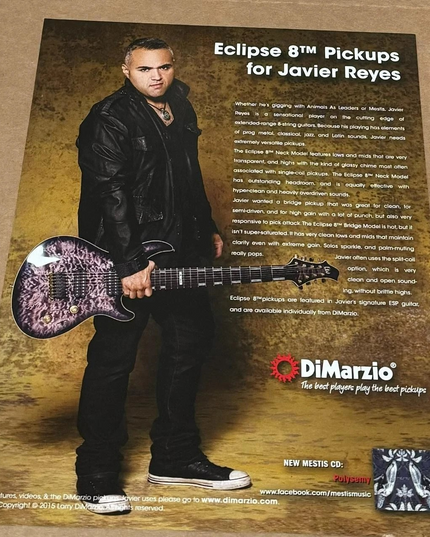 JAVIER REYES of ANIMALS AS LEADERS - DiMarzio Pickups - 2016 Print Ad