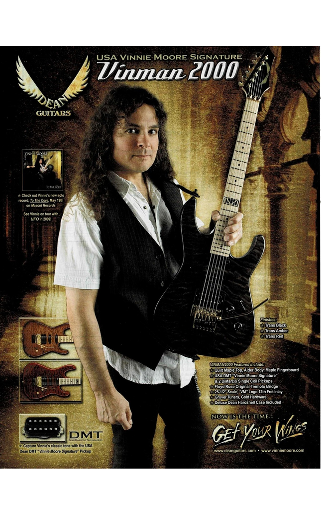 VINNIE MOORE - DEAN GUITARS - 2008 Print Ad