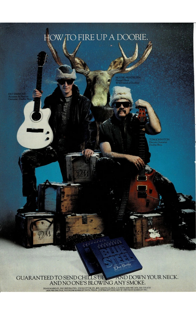 Dean Markley Strings - Pat Simmons & Tom Johnston of Doobies - 1989 Print Ad